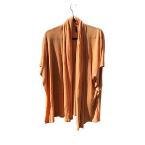 Venini Womens Orange Open Front Short Sleeve Shawl Neck Cardigan Large